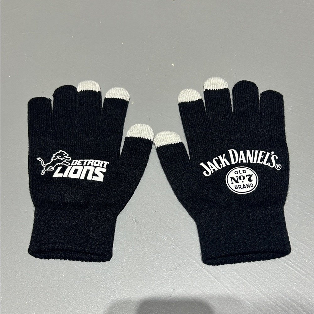 NFL Detroit Lions x Jack Daniels Black Knit Gloves